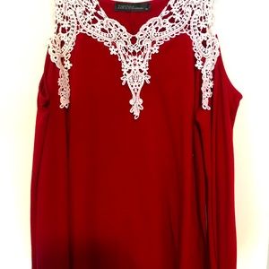 Red and white blouse